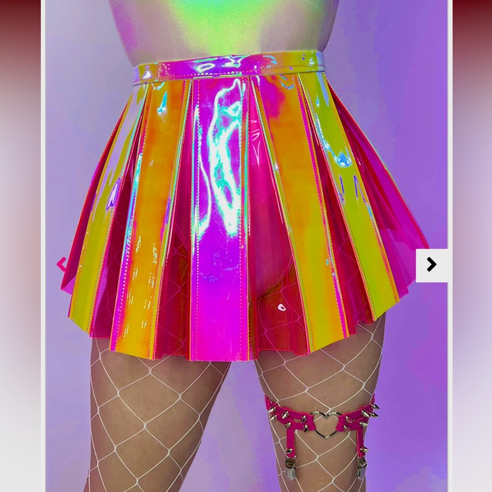 Pink Lemonade/Hot Pink Pleated Vinyl Skirt